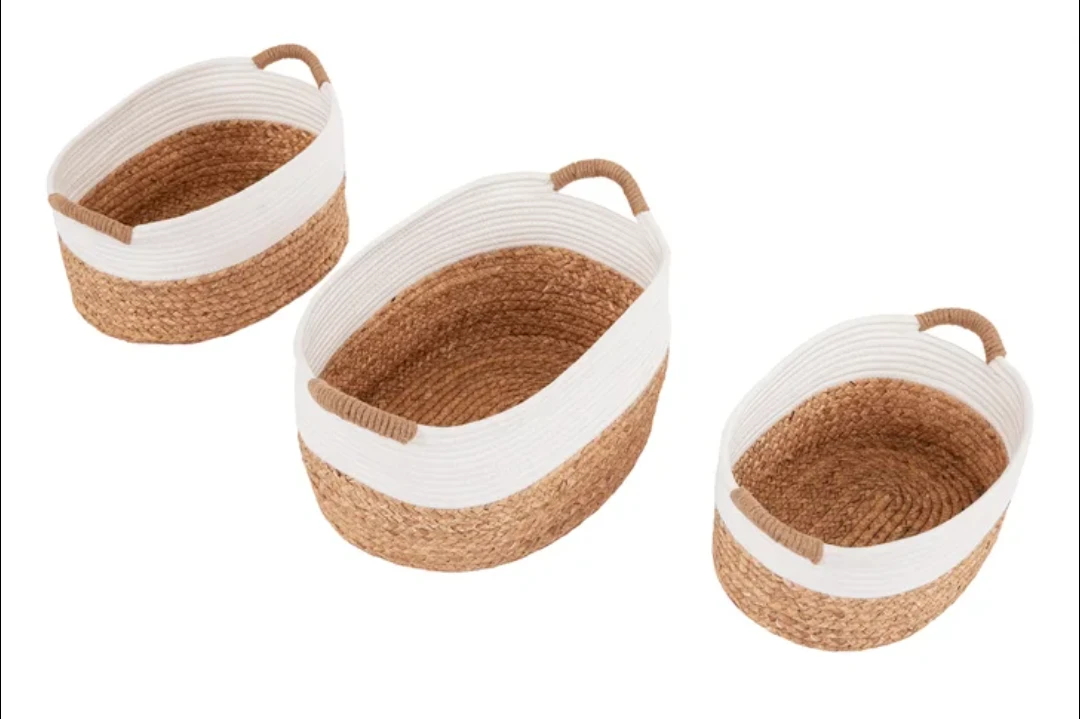 Set of 3 Woven Rope Baskets with Handles - photo 3