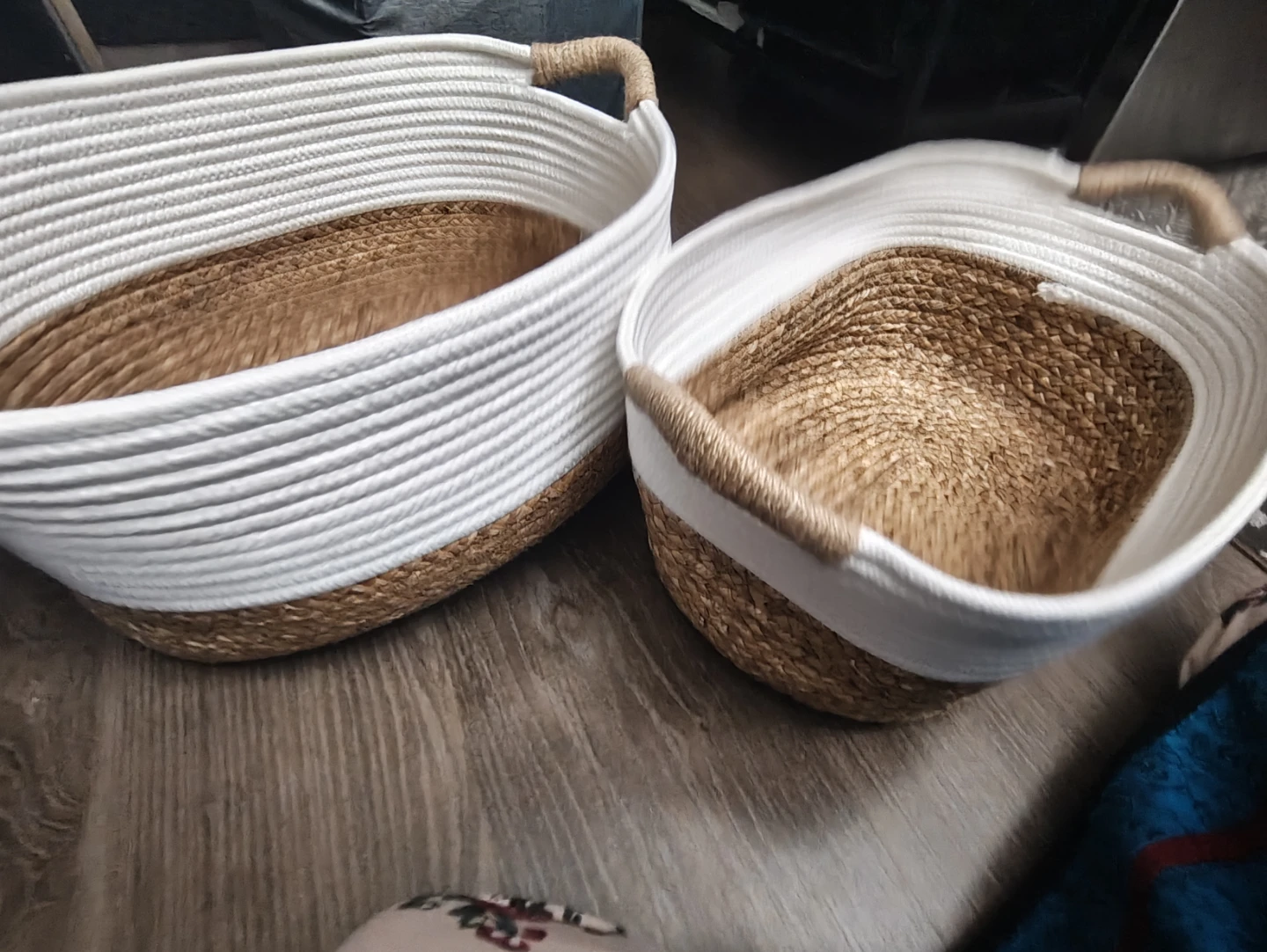 Set of 3 Woven Rope Baskets with Handles - photo 5