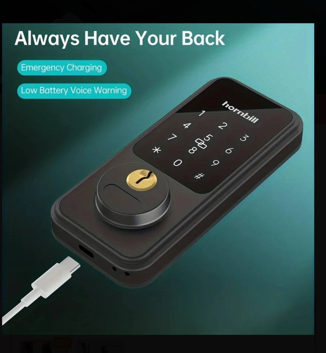 Digital Deadbolt w Handlebar Keypad fingerprint Card Apps - photo 4