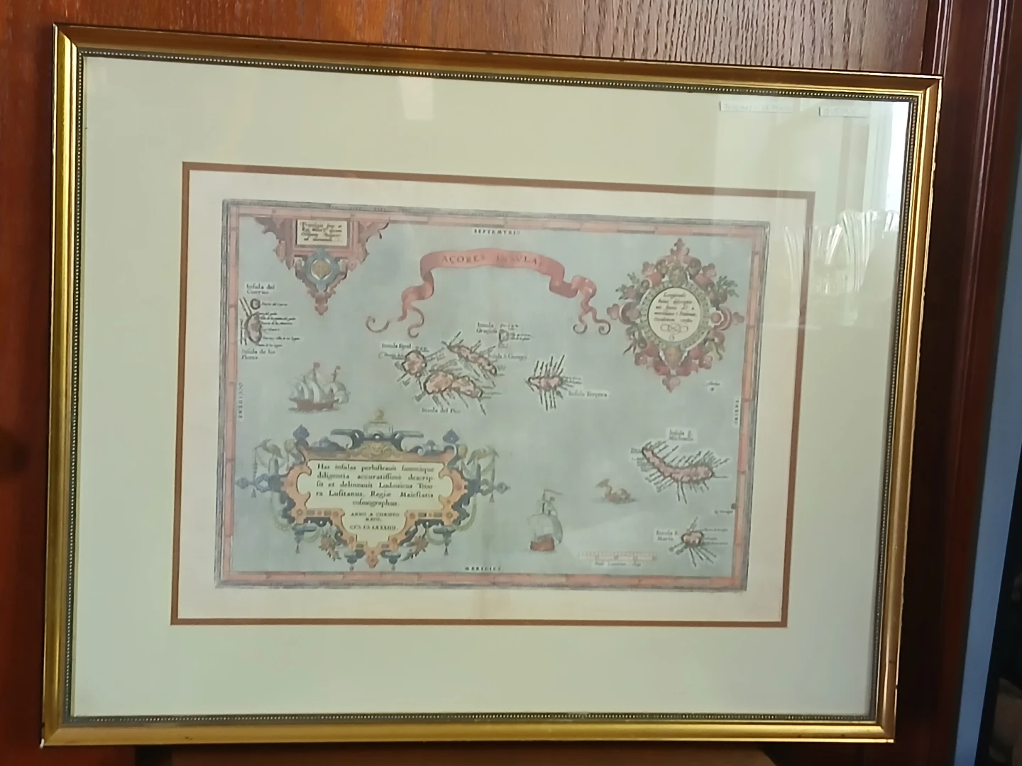 Framed Antique Map of the Azores Islands