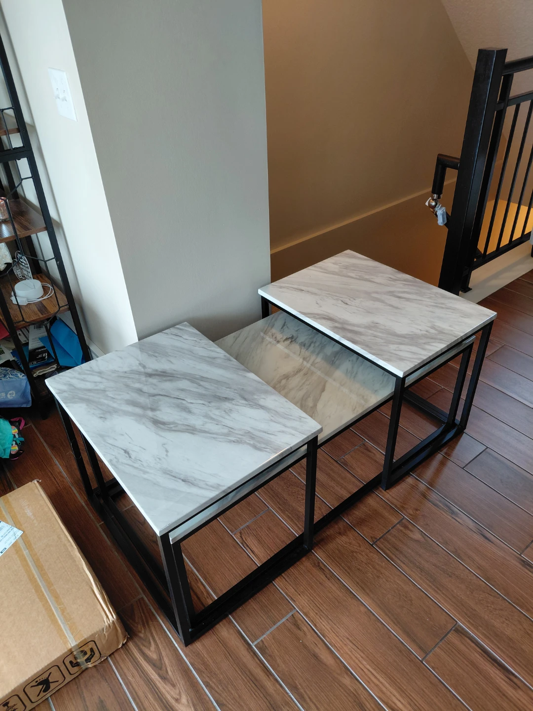 Set of 3 Nesting Coffee Tables Marble Look - photo 2
