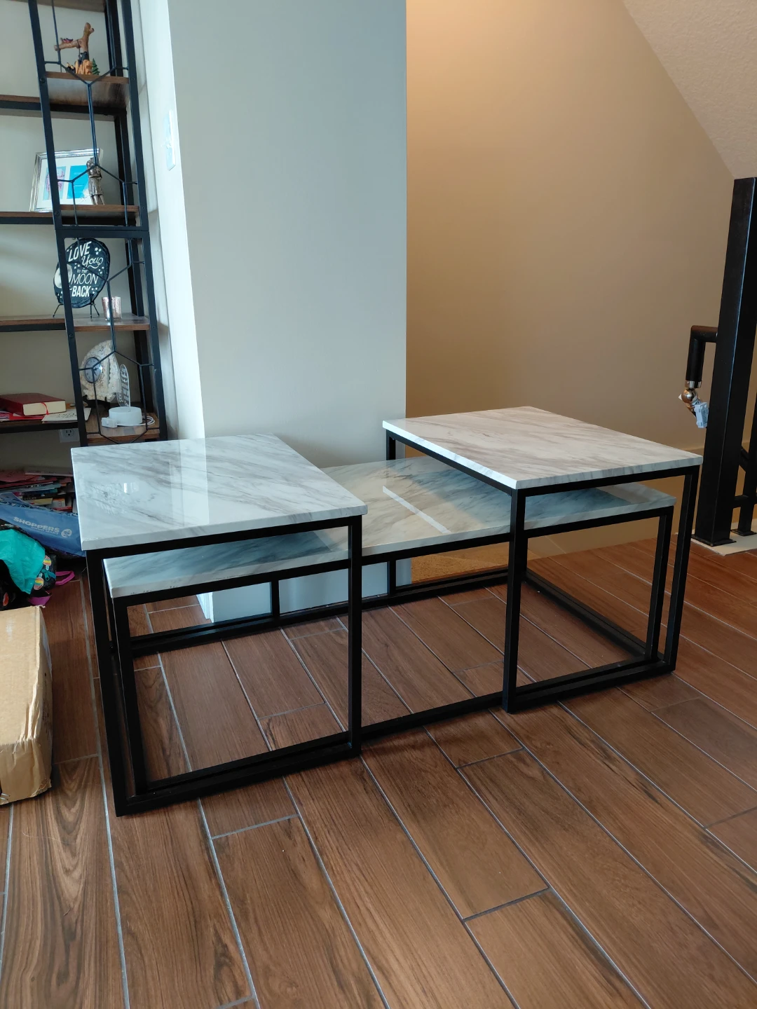 Set of 3 Nesting Coffee Tables Marble Look - photo 3