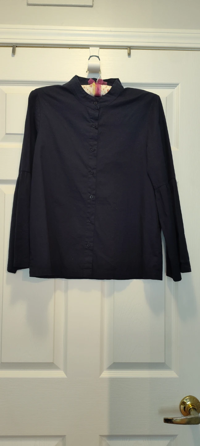 Francesca Bettini Navy Blue Bell Sleeve Shirt