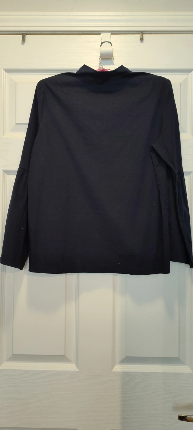 Francesca Bettini Navy Blue Bell Sleeve Shirt - photo 2