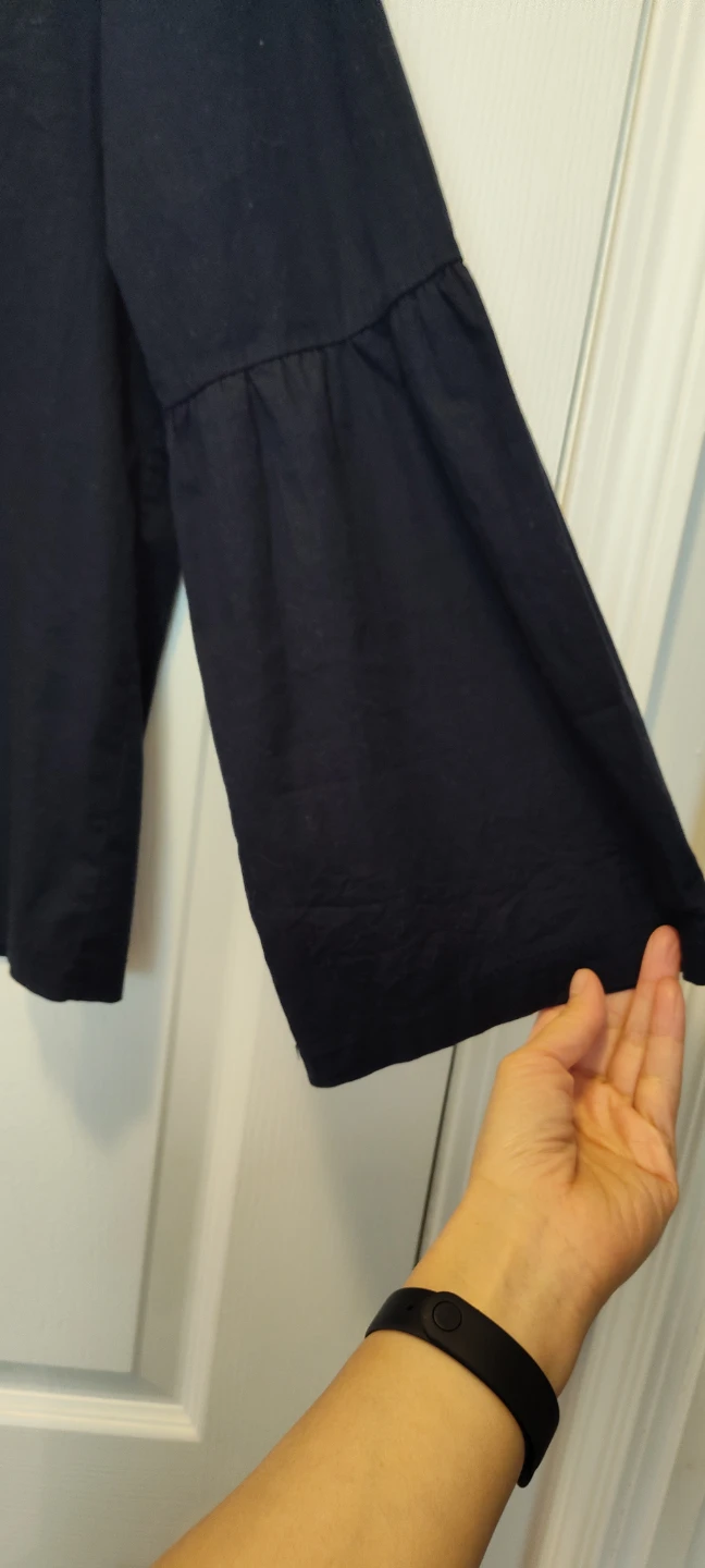 Francesca Bettini Navy Blue Bell Sleeve Shirt - photo 3