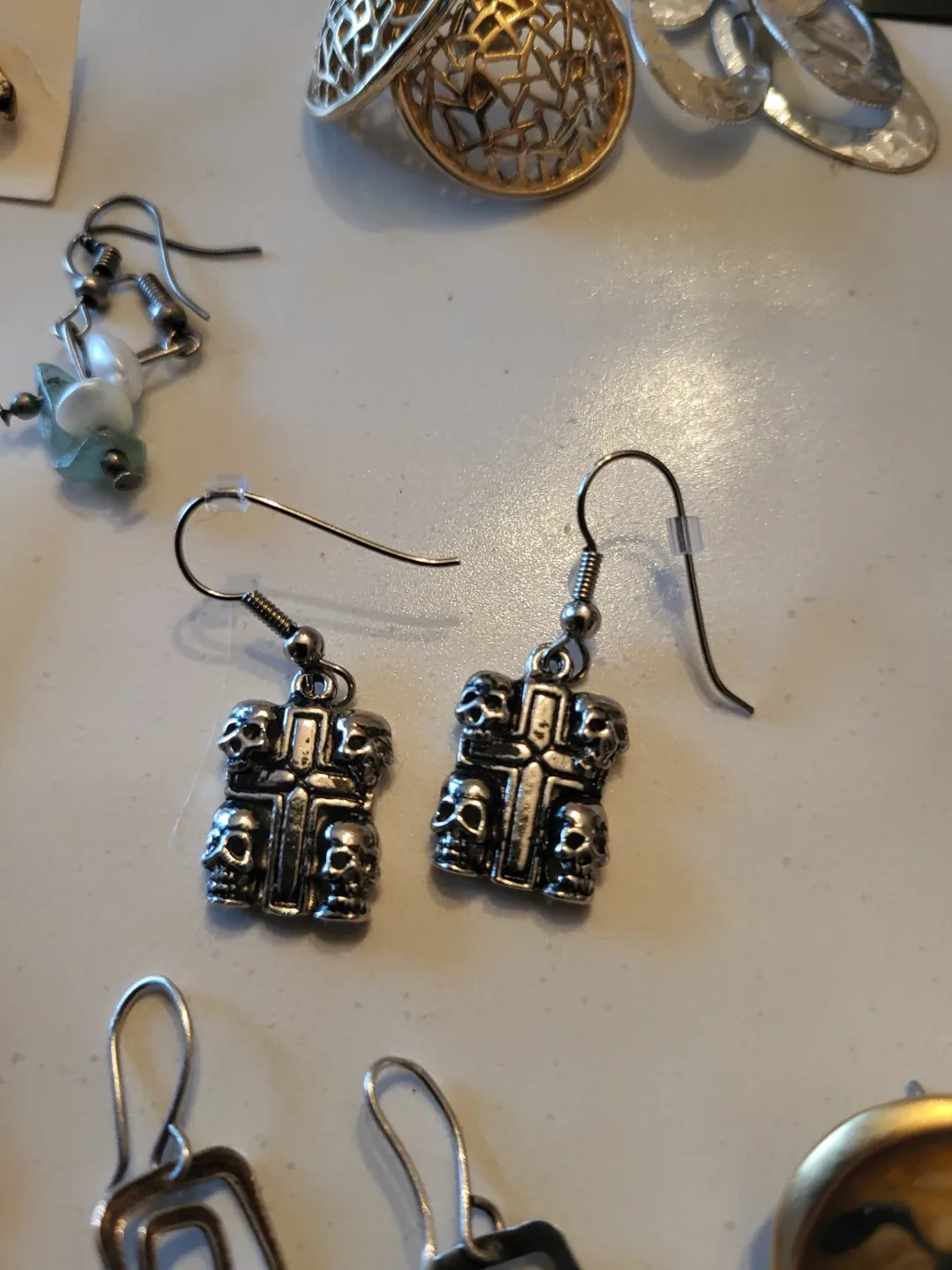 Assorted Earrings - Skull Cross, Gold Fan, and More - photo 3