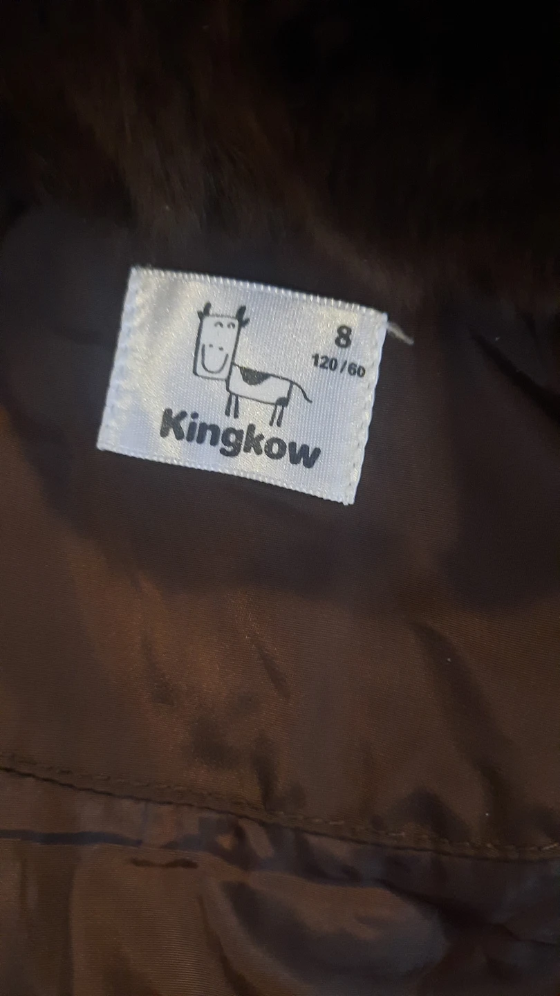 Kingkow Brown Puffer Coat with Fur Collar - Size 8 - photo 2