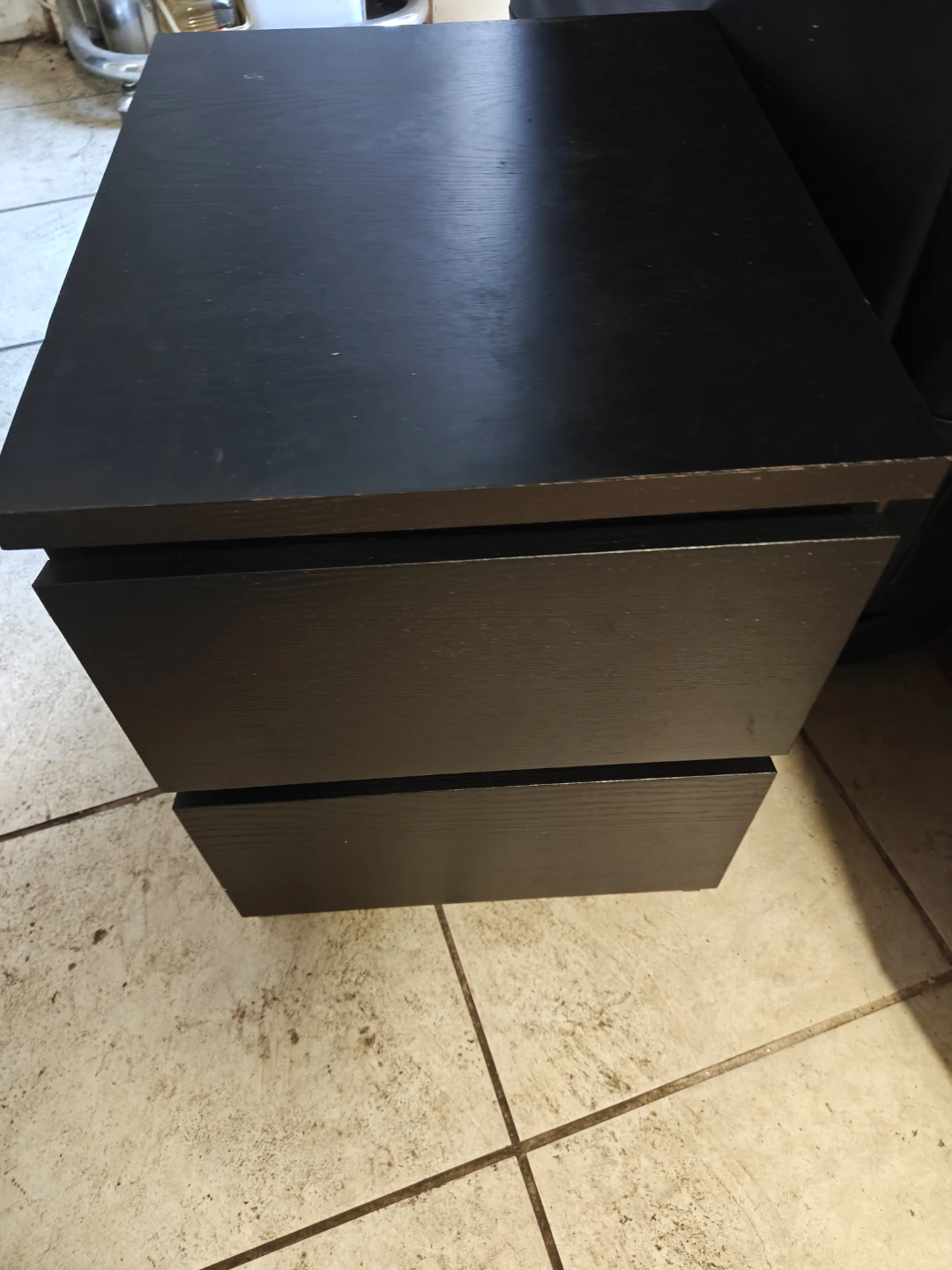 Black 2-Drawer Nightstand