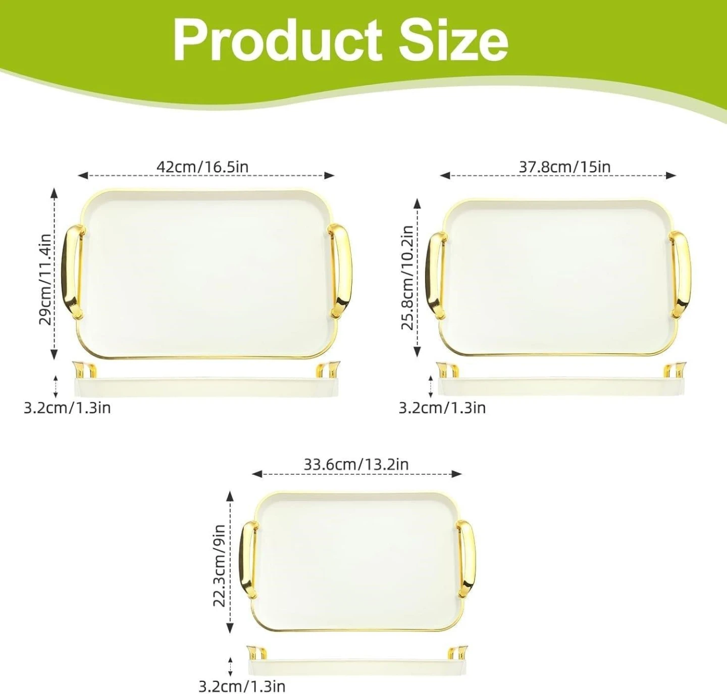 Rent >>>High-quality Serving Trays with Gold Handles (Set of 3)