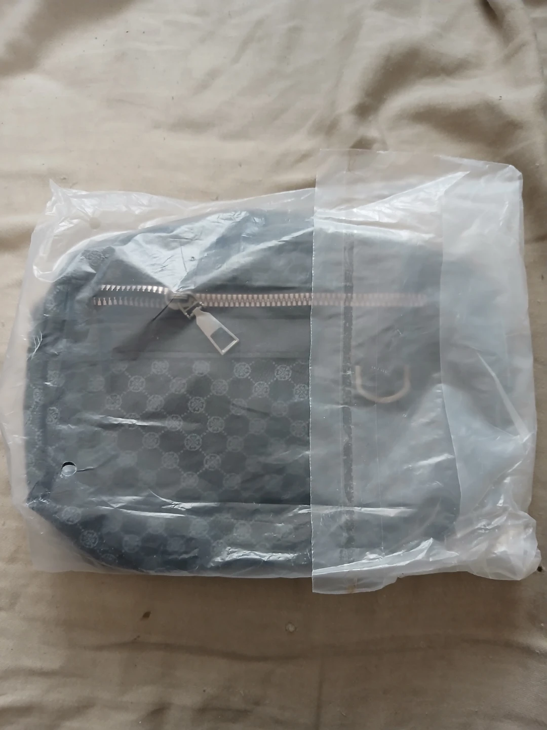 Black Crossbody Bag With Monogram Print & Adjustable Strap - photo 2