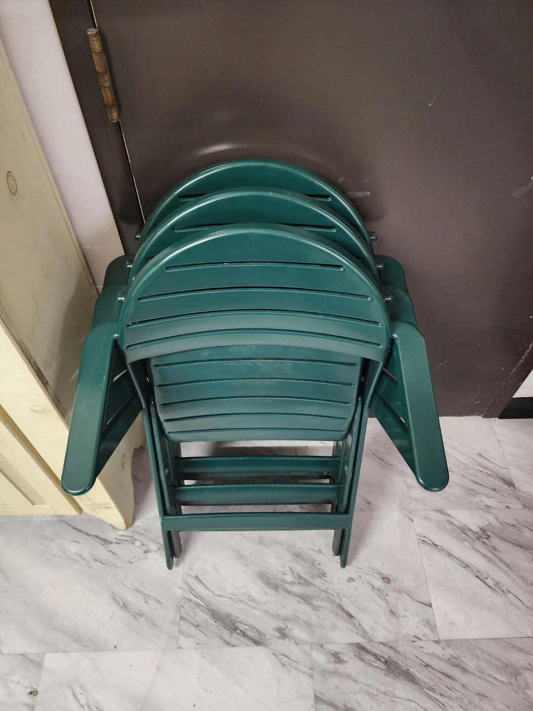 Set of 3 Green Folding Patio Chairs - photo 2