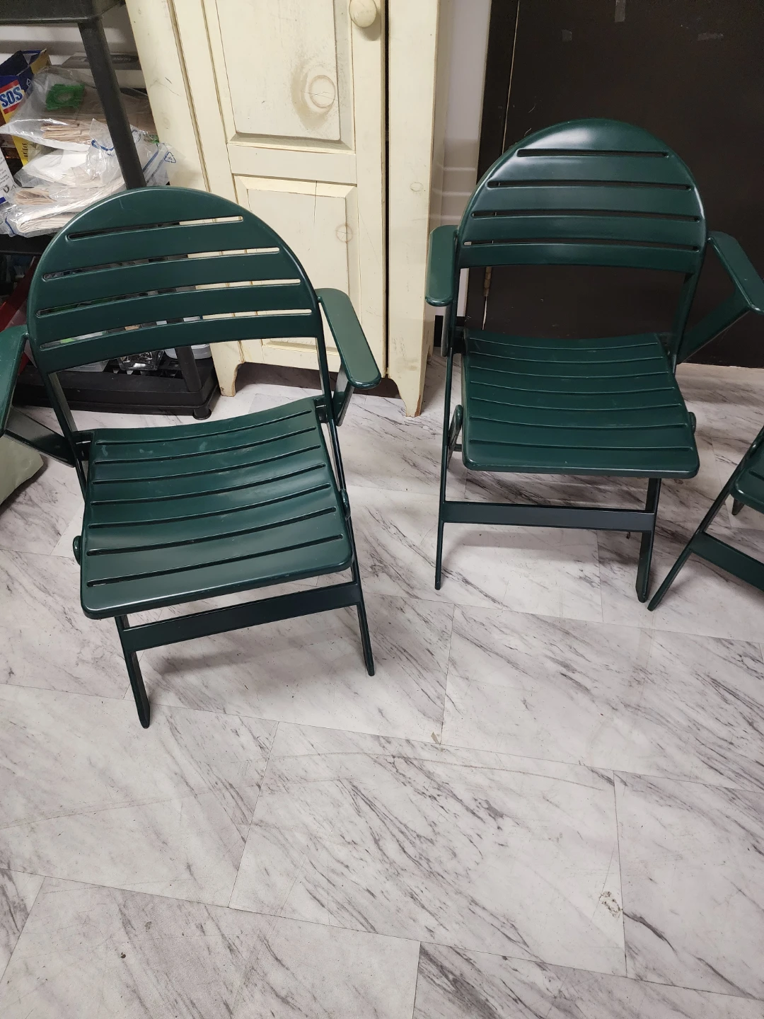 Set of 3 Green Folding Patio Chairs - photo 3