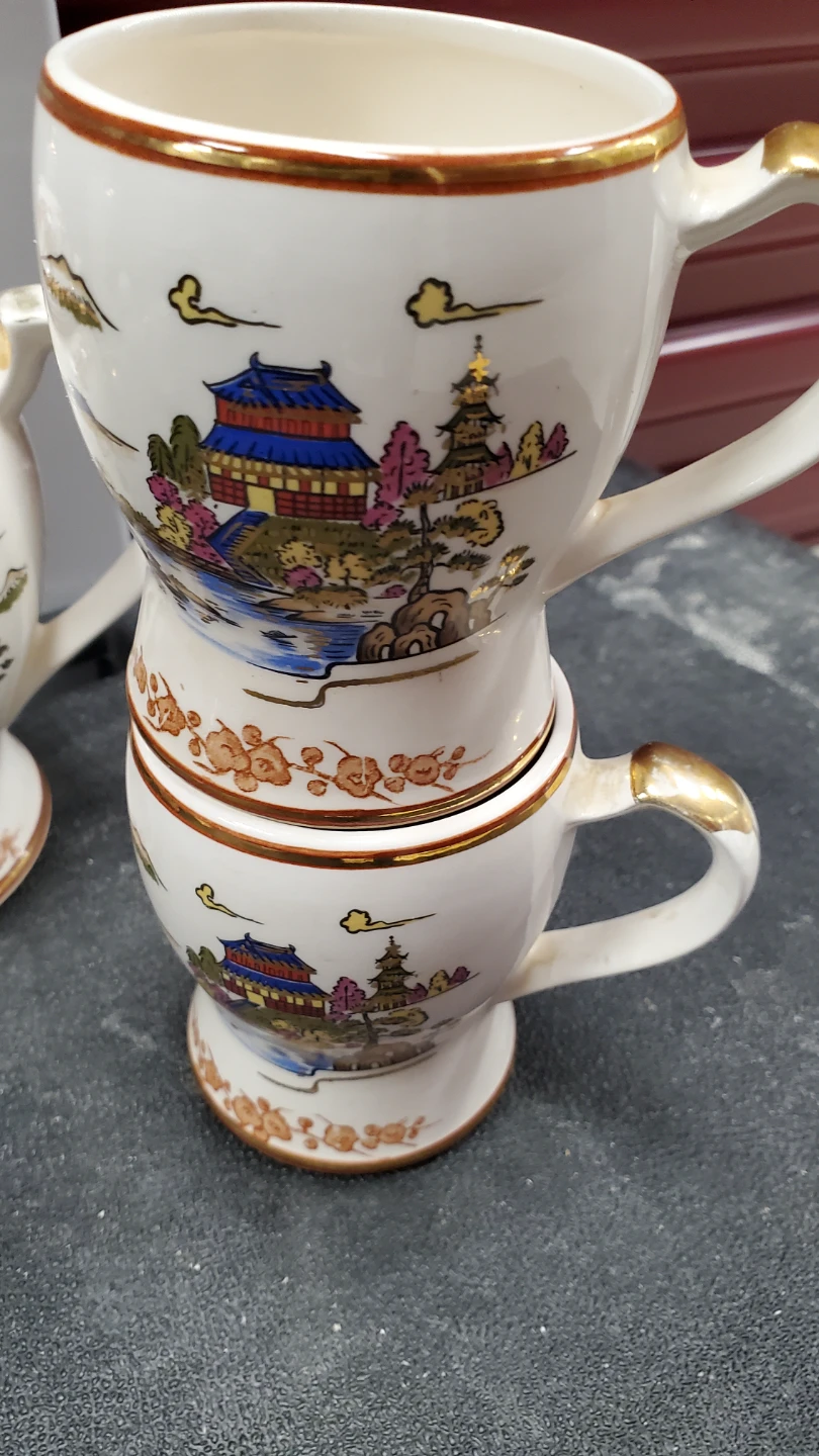 Vintage Tea Set with Teapot, Cups, Sugar Bowl, Creamer - photo 3