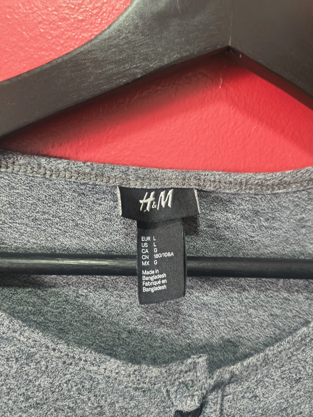 H&M Men's Grey Long Sleeve Henley Shirt Size L - photo 2
