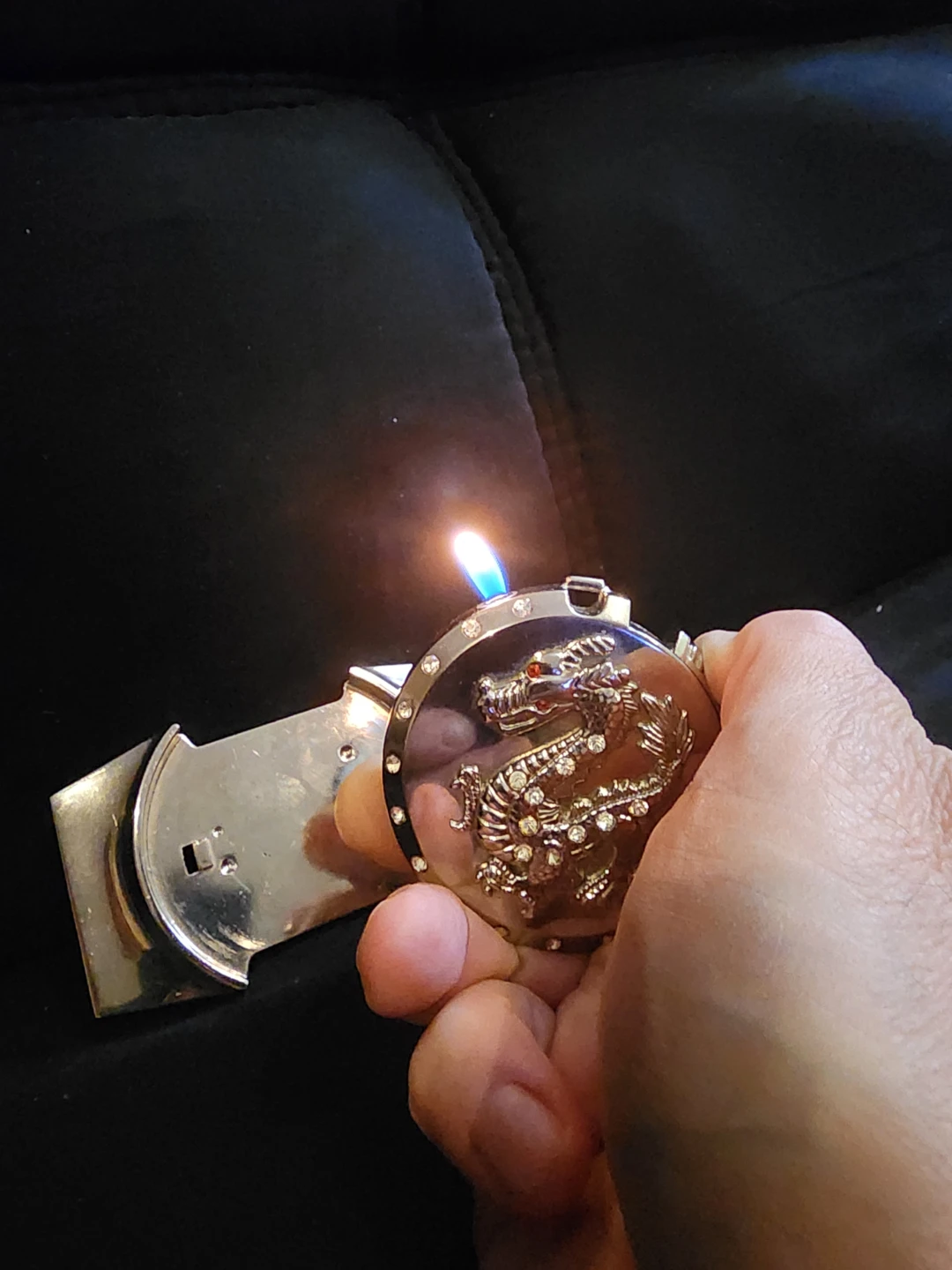 Dragon Belt Buckle lighter Rhinestone Accents - photo 4