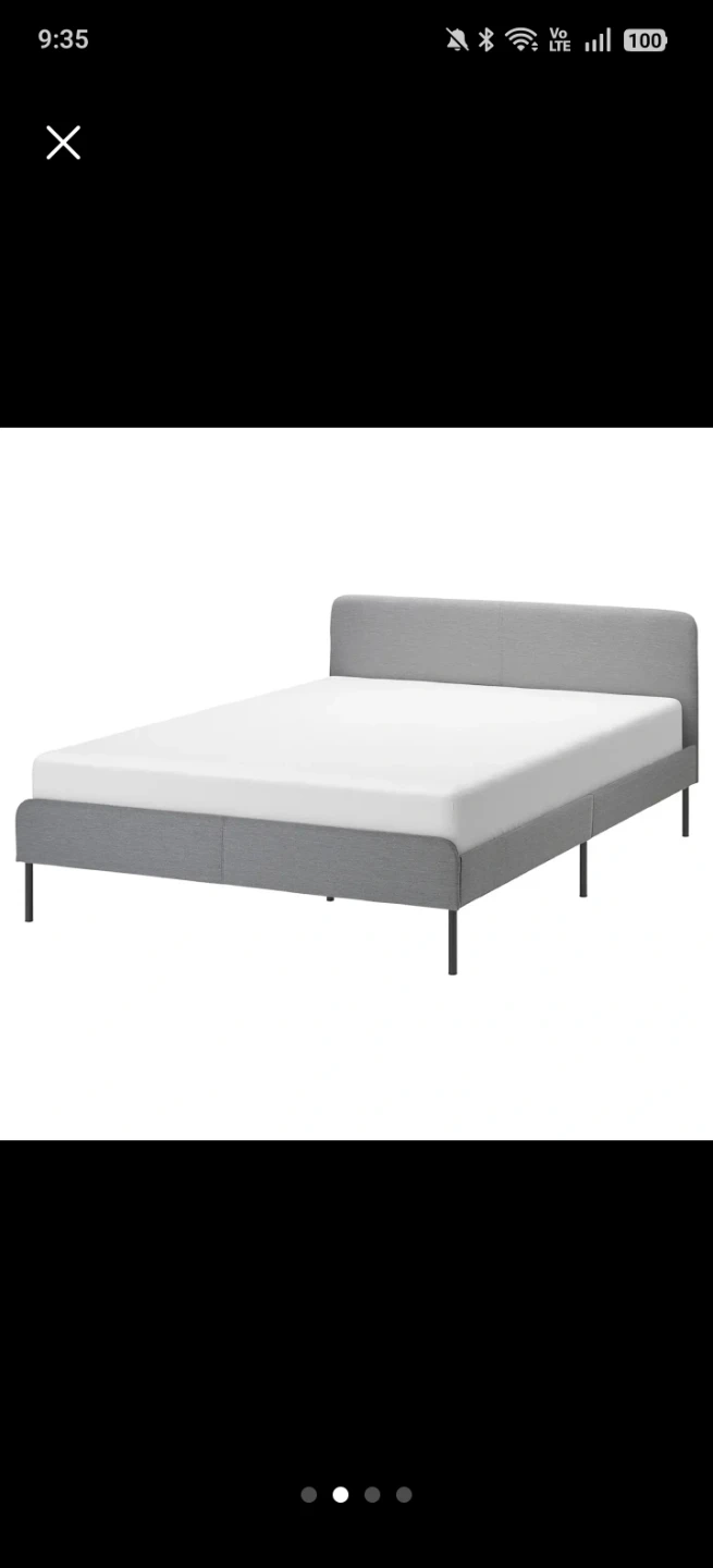 IKEA SLATTUM Upholstered Bed Frame - Queen, Vissle Dark Gray