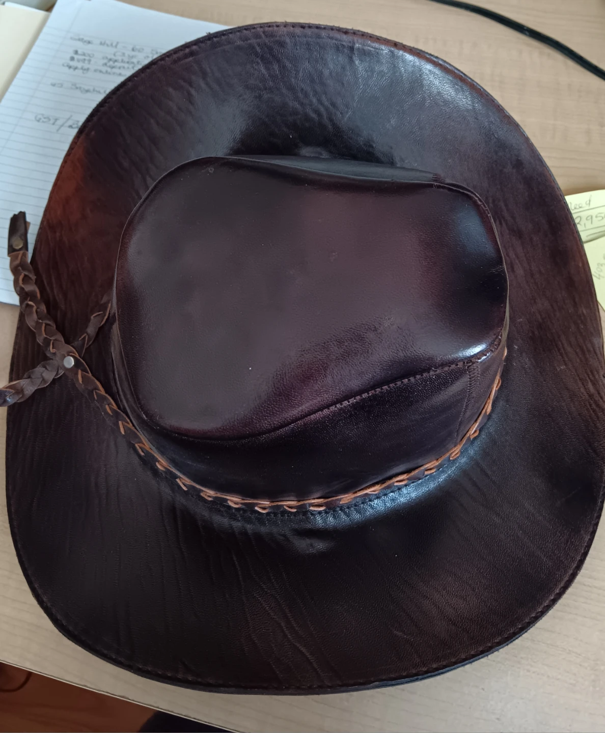 Brown Leather Cowboy Hat