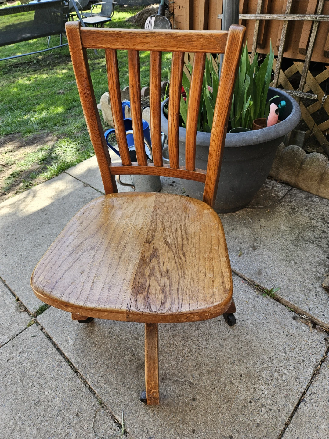 Vintage Oak Swivel Office Chair