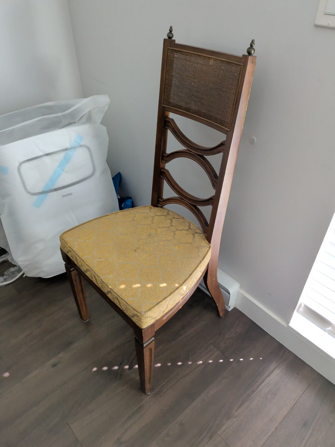 Wooden Dining Chair with Woven Back and Padded Seat - photo 2