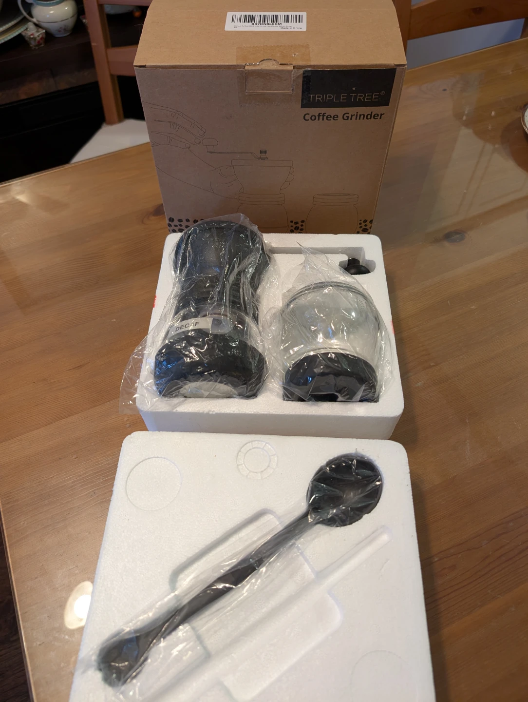 TRIPLE TREE Manual Coffee Grinder with Glass Jar & Scoop - photo 4