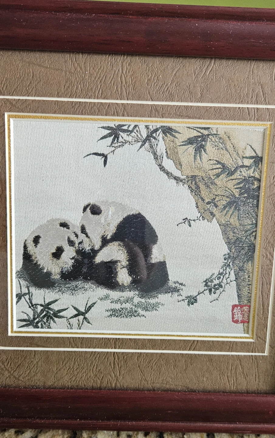 Framed Panda Tapestry Art