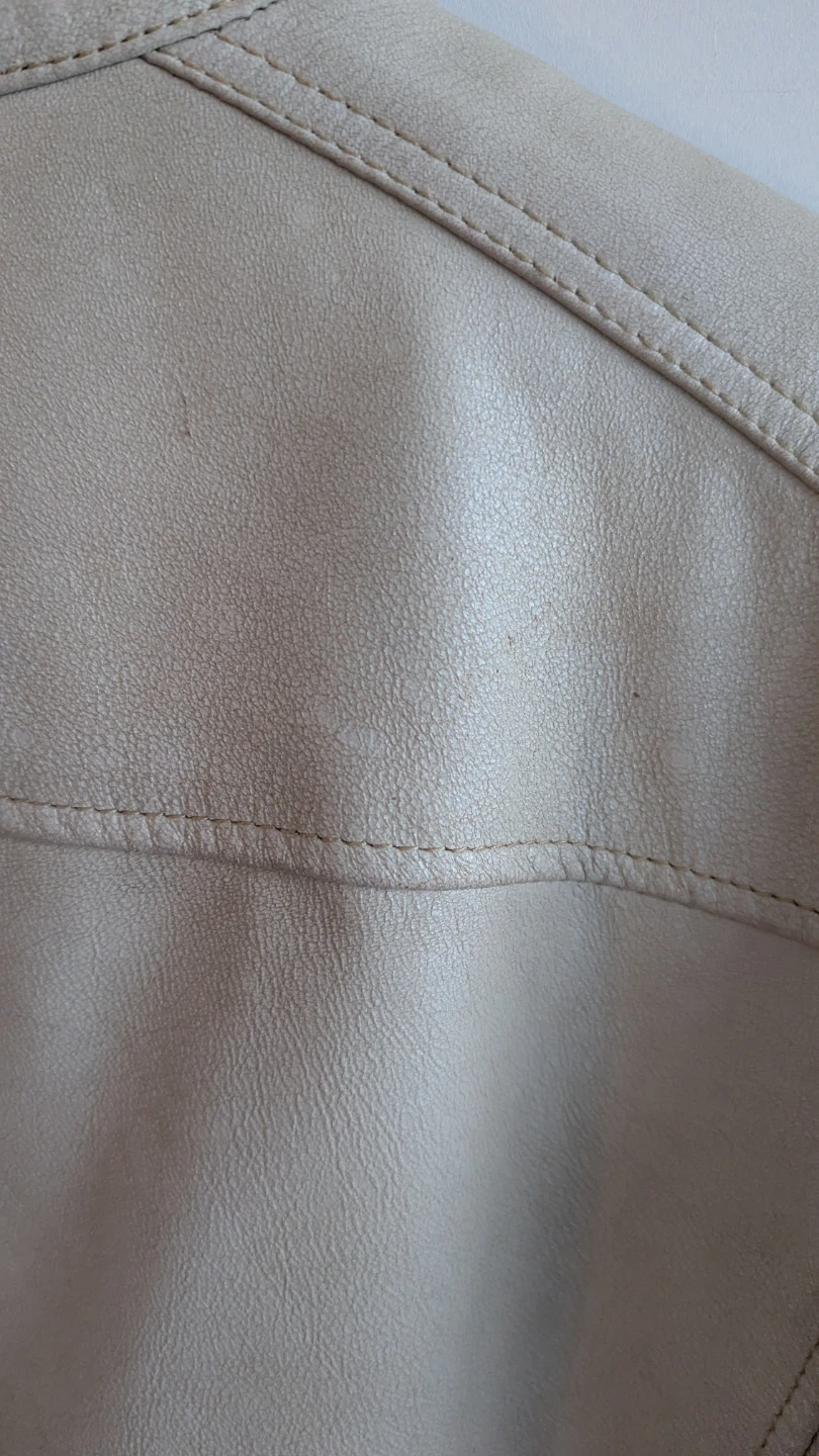 Genuine Off-white Leather Jacket - photo 3