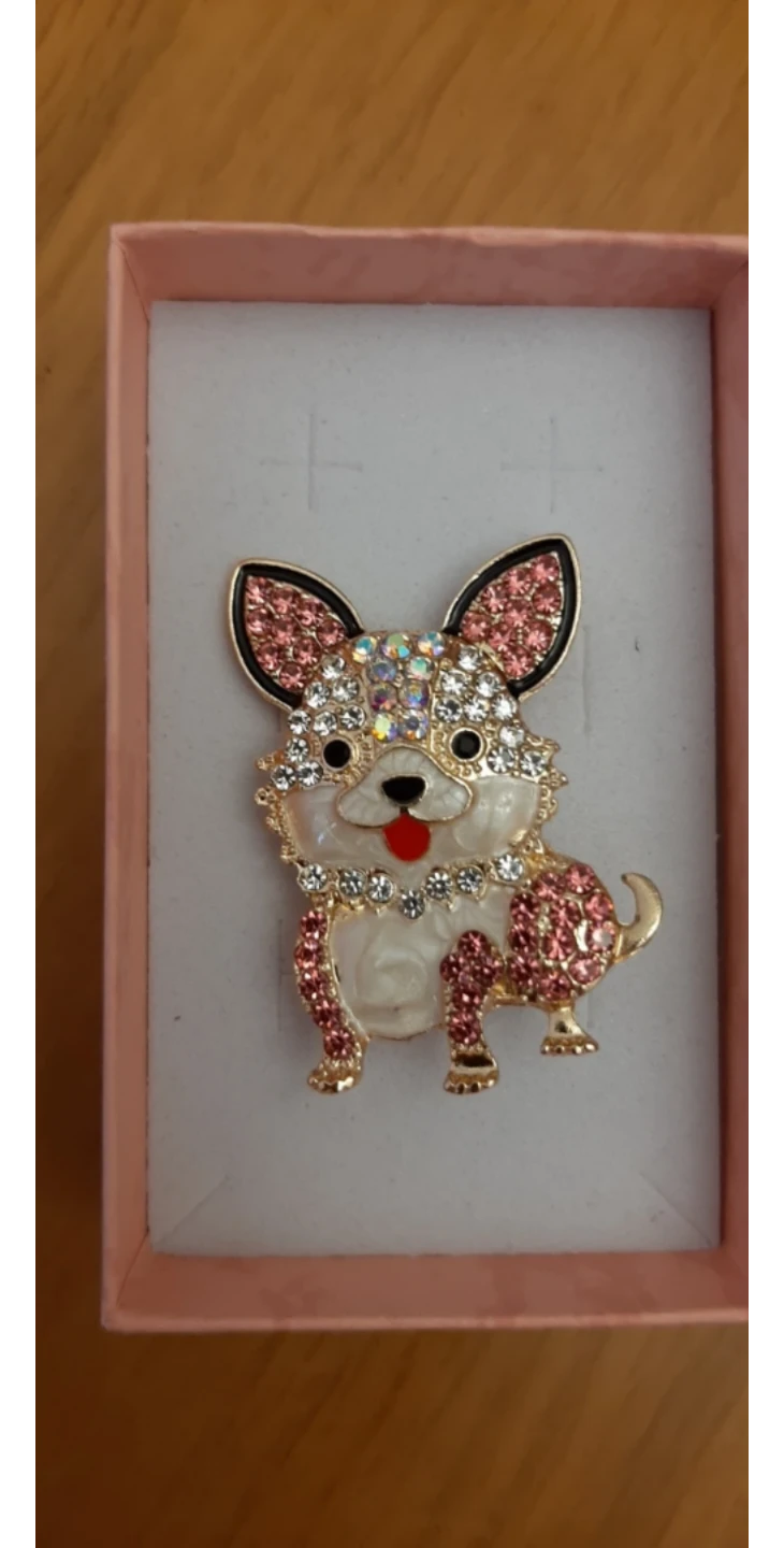 Chihuahua Dog Brooch Rhinestone Enamel