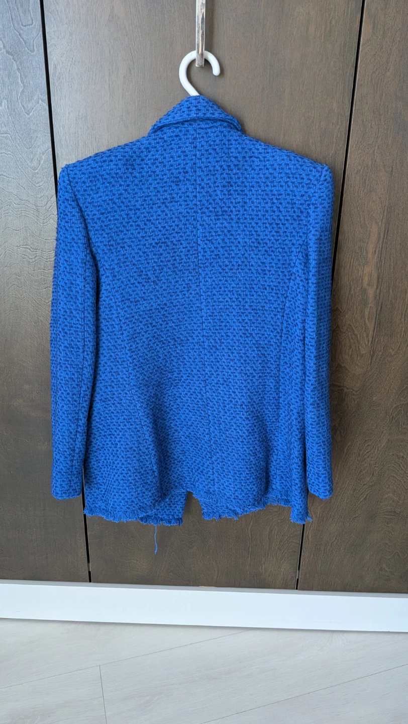 MNG Blue Textured Double-Breasted Blazer - Size M - photo 4