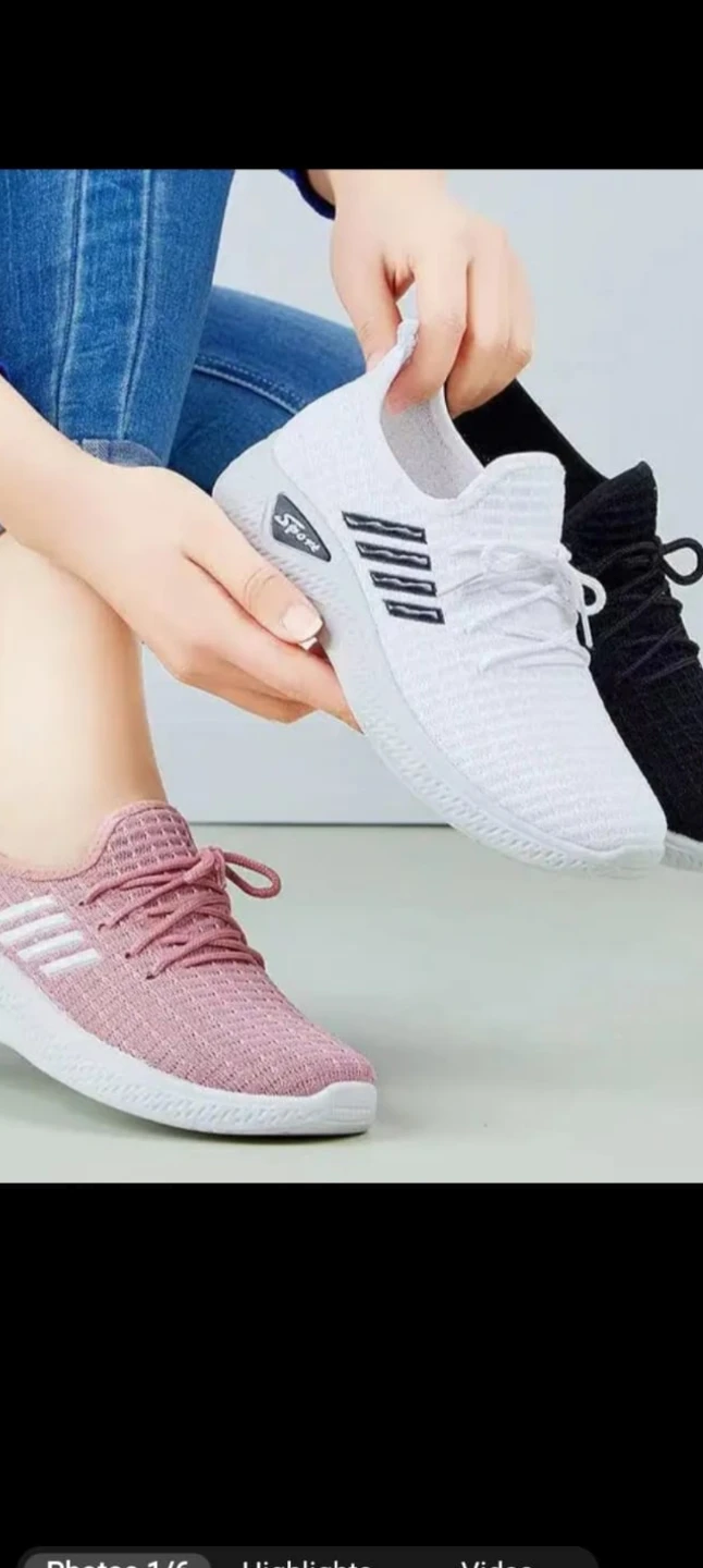 Women's Athletic Shoes - White, Pink, Black