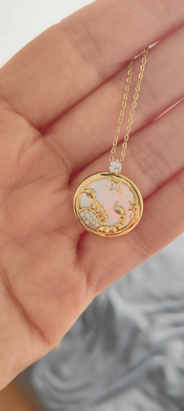 Scorpio Zodiac Necklace - Gold Tone with Crystals - photo 4
