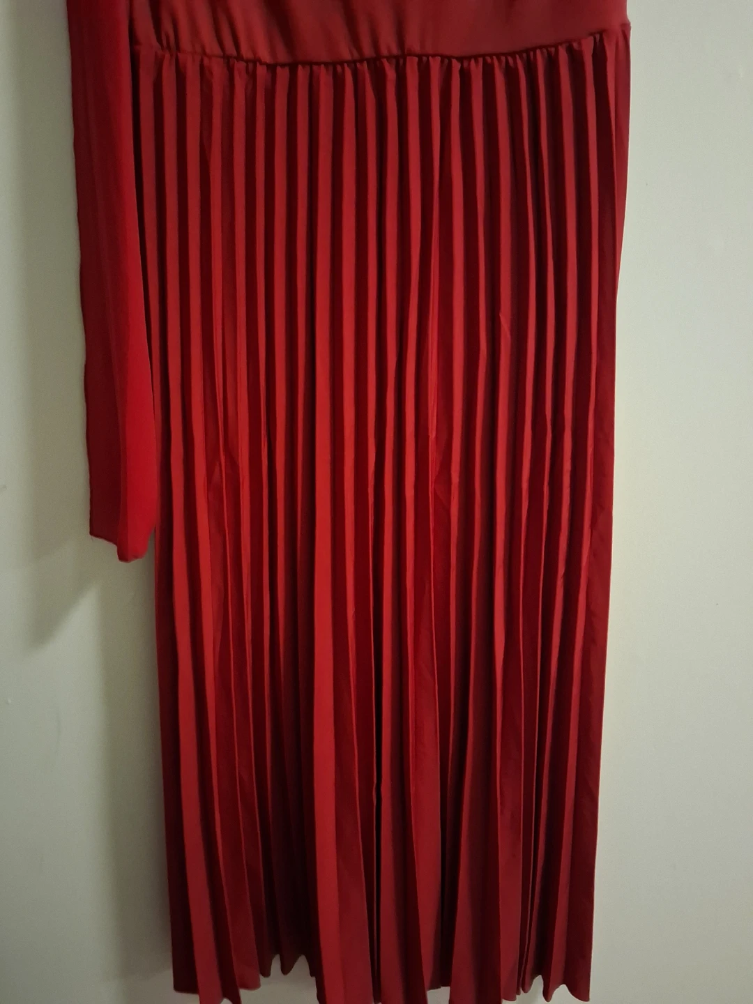 Shein Red Pleated Maxi Dress with Drape Detail - photo 2