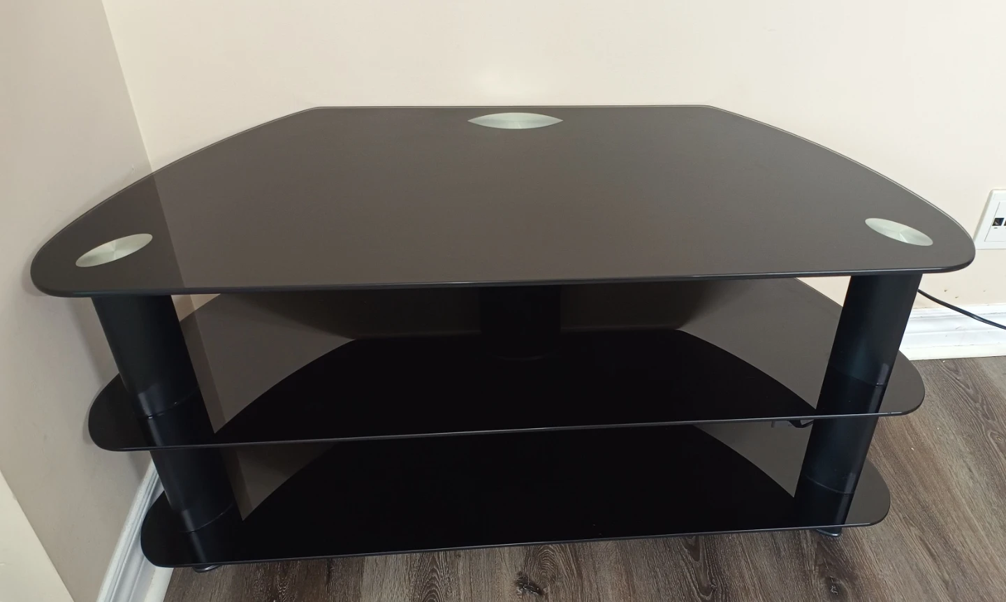 Black Glass TV Stand with 3 Shelves