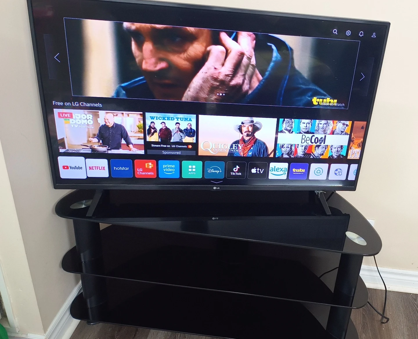 Black Glass TV Stand with 3 Shelves - photo 3