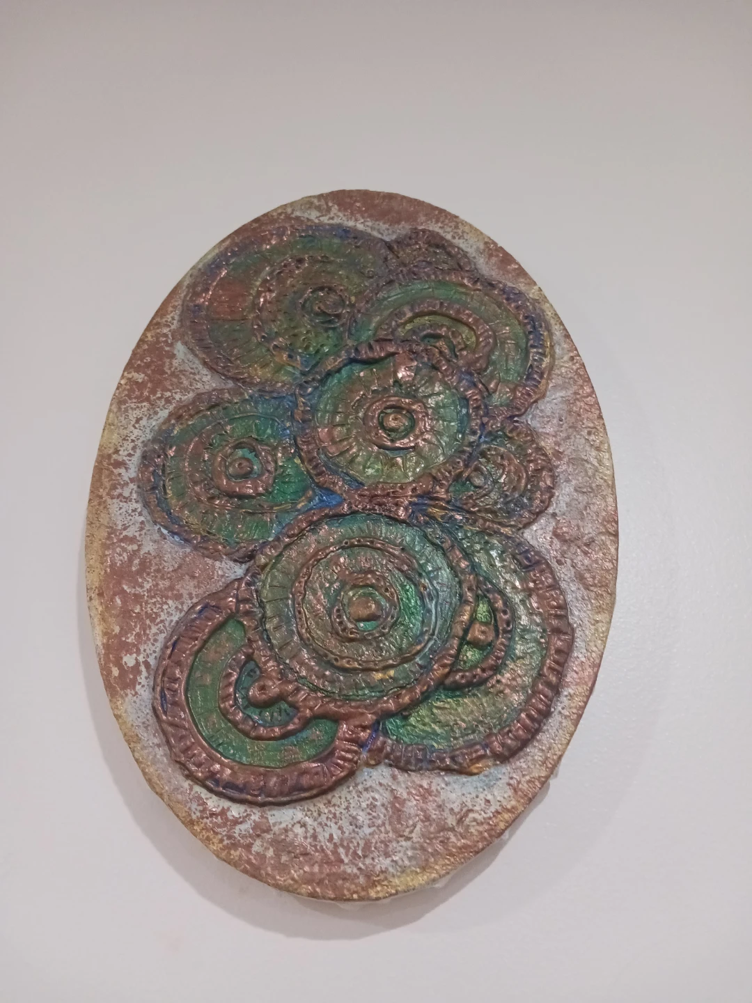 Textured Oval Wall Art hand-made and hand painted - photo 2