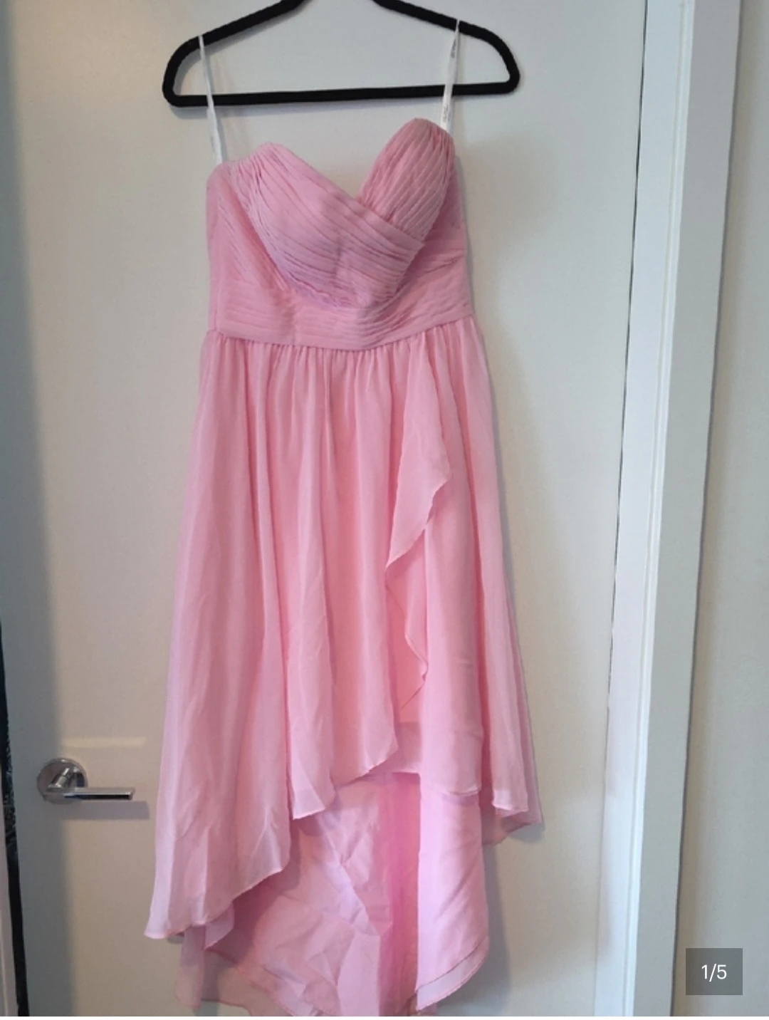 Pink Strapless Chiffon High-Low Dress