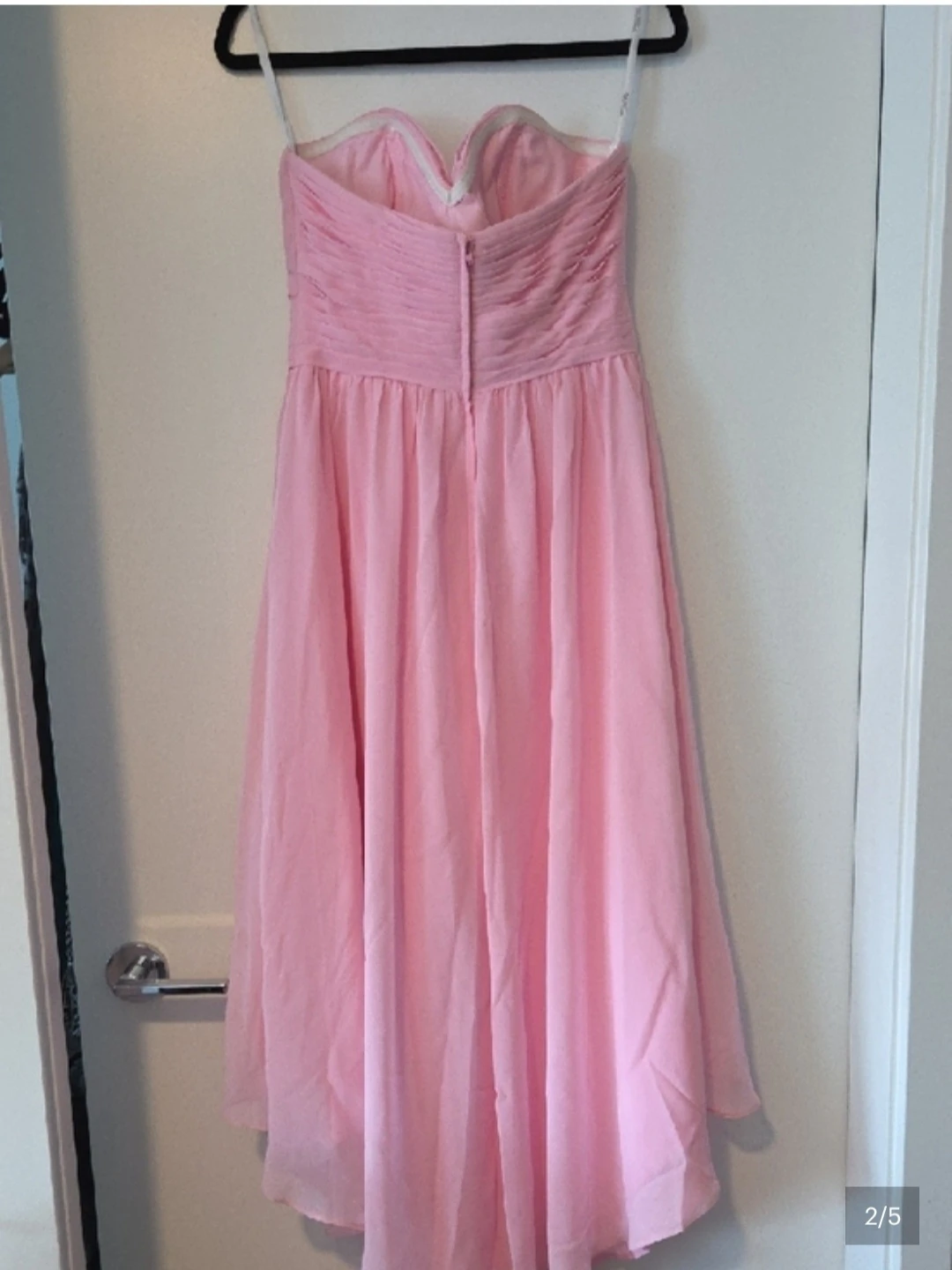 Pink Strapless Chiffon High-Low Dress - photo 2