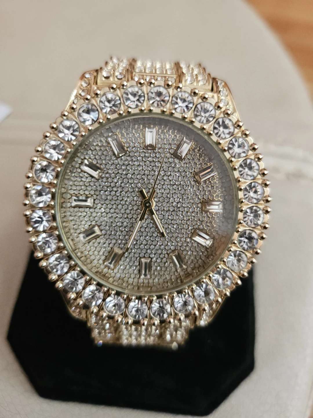 Gold Tone Watch with Rhinestone Bezel and Band