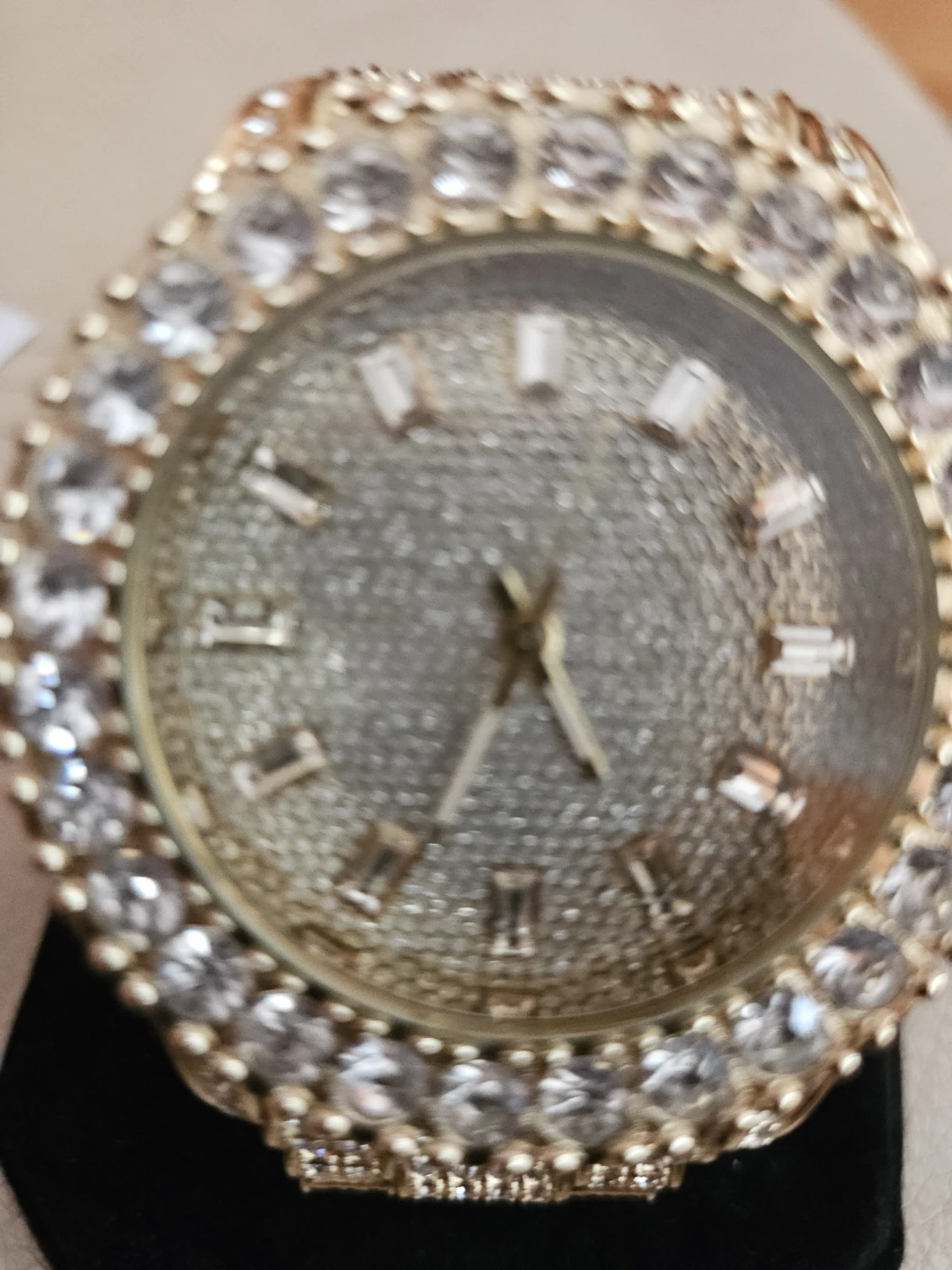 Gold Tone Watch with Rhinestone Bezel and Band - photo 2