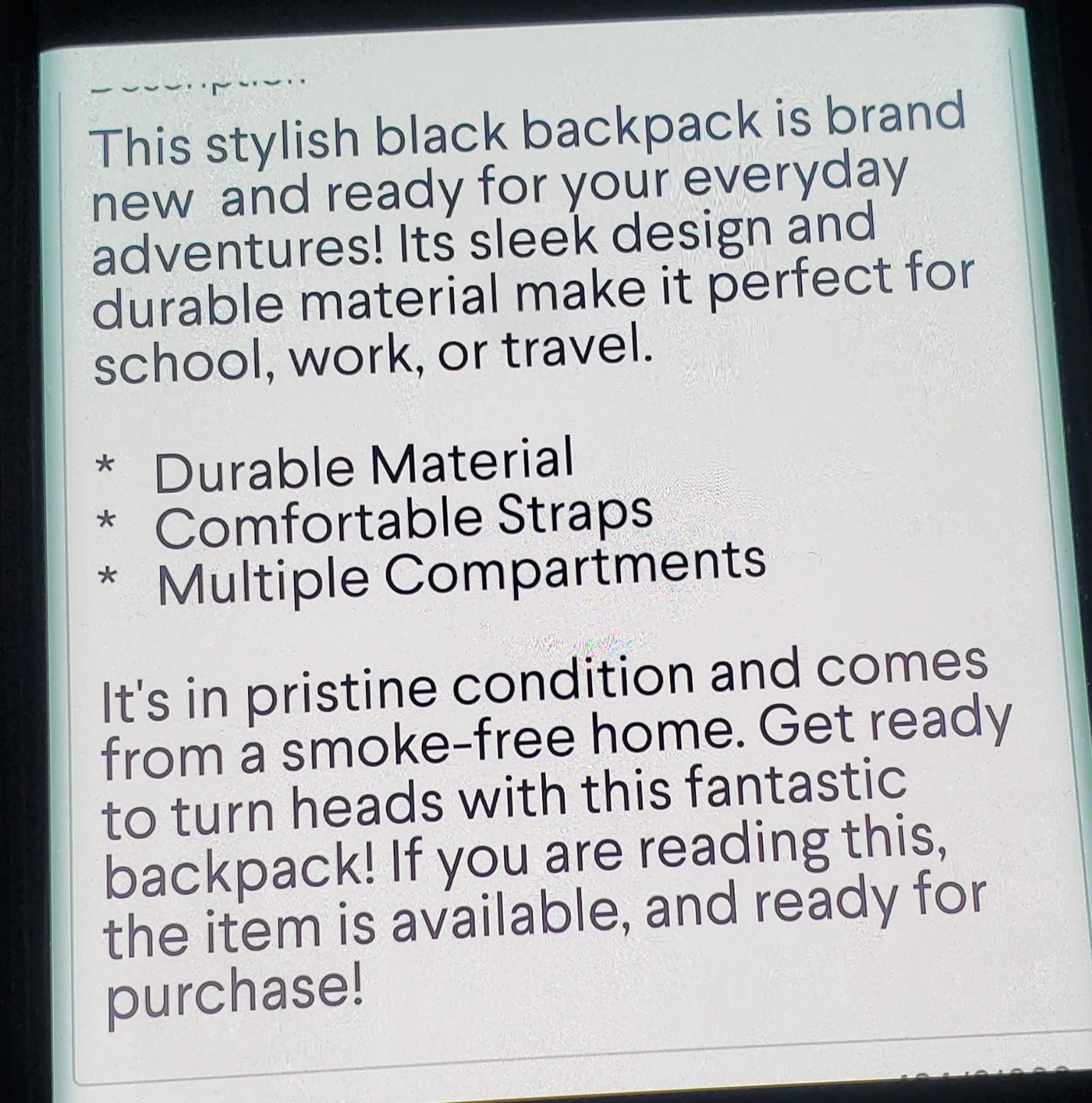 Black Laptop Backpack  New - photo 5