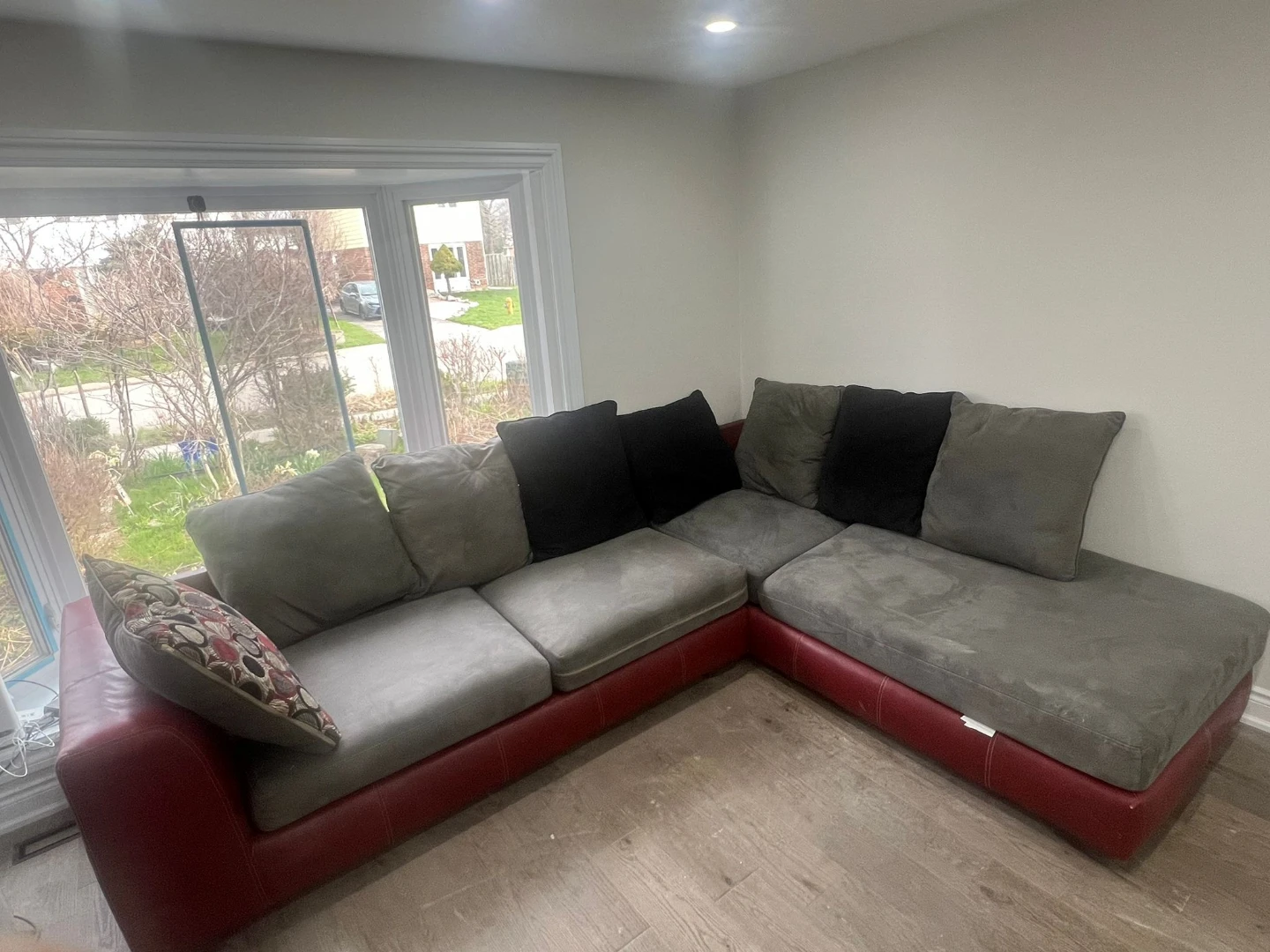 Sectional Sofa - Red and Grey