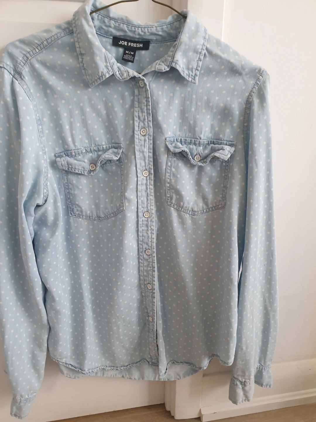 Joe Fresh Light Blue Polka Dot Button-Up Shirt - photo 2