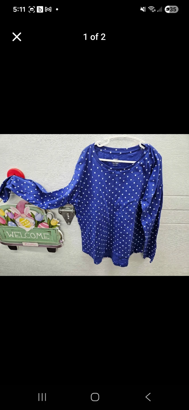 Old Navy Blue Polka Dot Long Sleeve Shirt Size L (10-12)