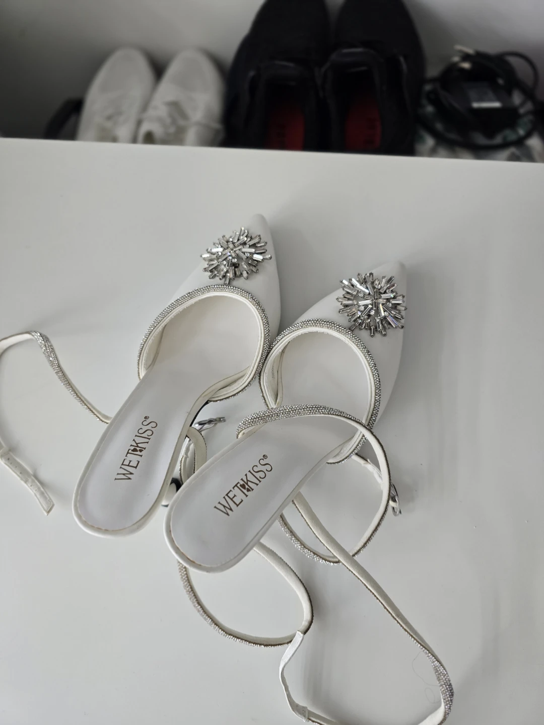 WETKISS White Heels with Rhinestone Embellishments - photo 3
