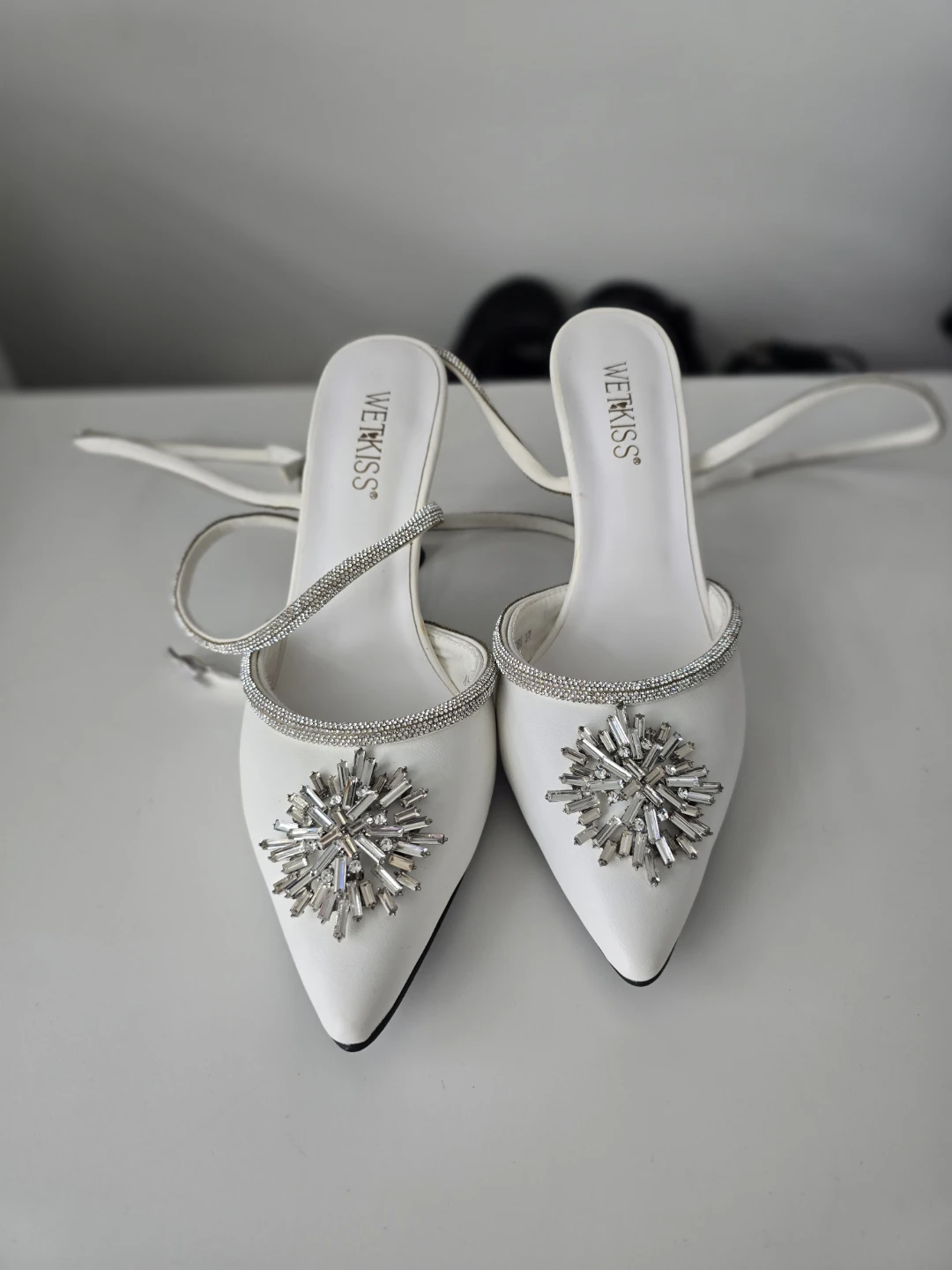 WETKISS White Heels with Rhinestone Embellishments - photo 5