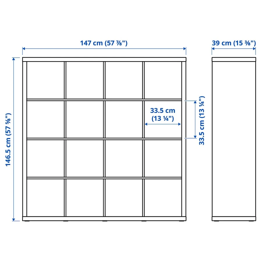 Kallax Oak Shelf 4x4. (147x147 cm (57 7/8x57 7/8")).