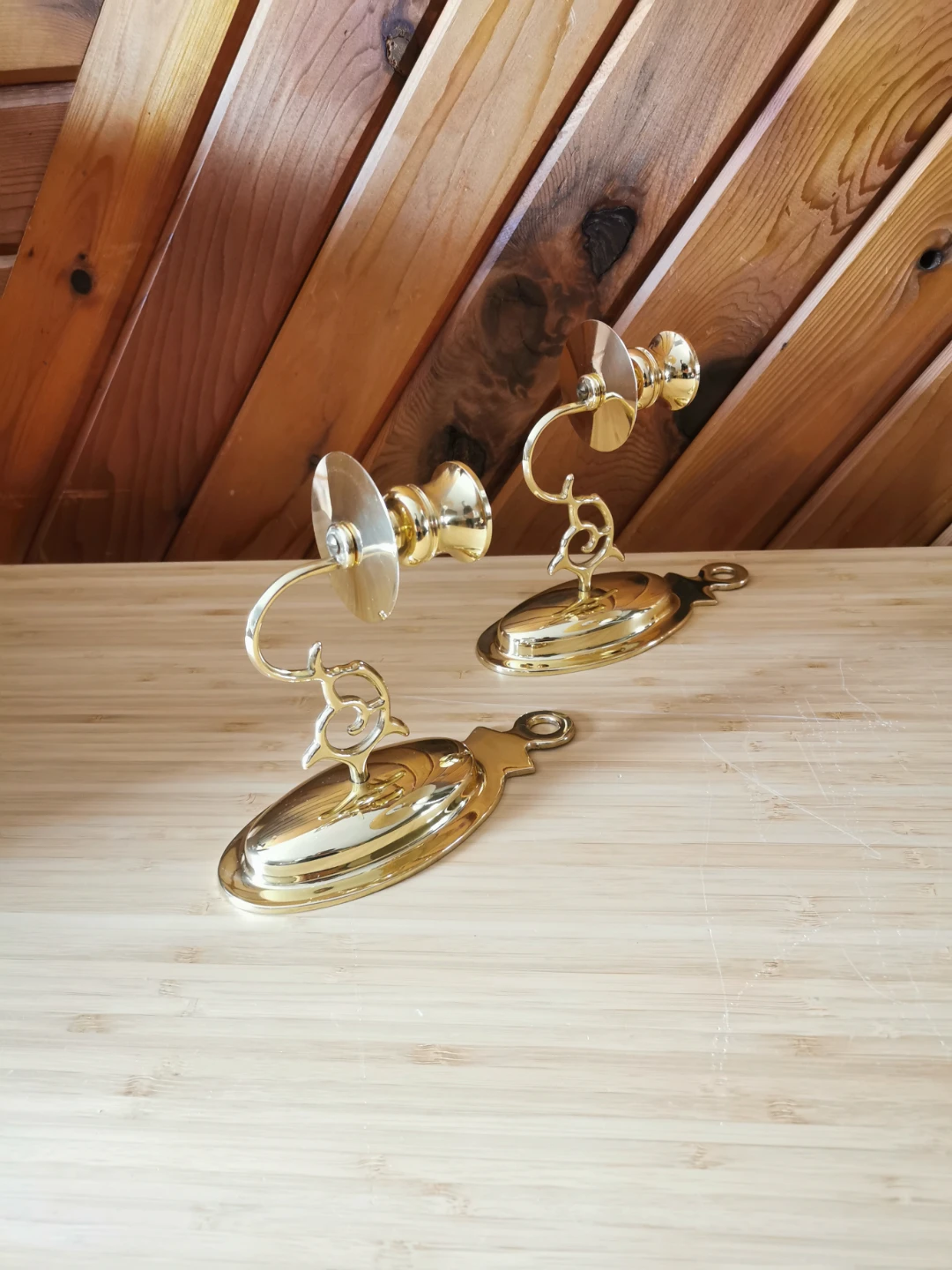 Vintage Brass Wall Sconce Candle Holders Set of 2 - photo 3