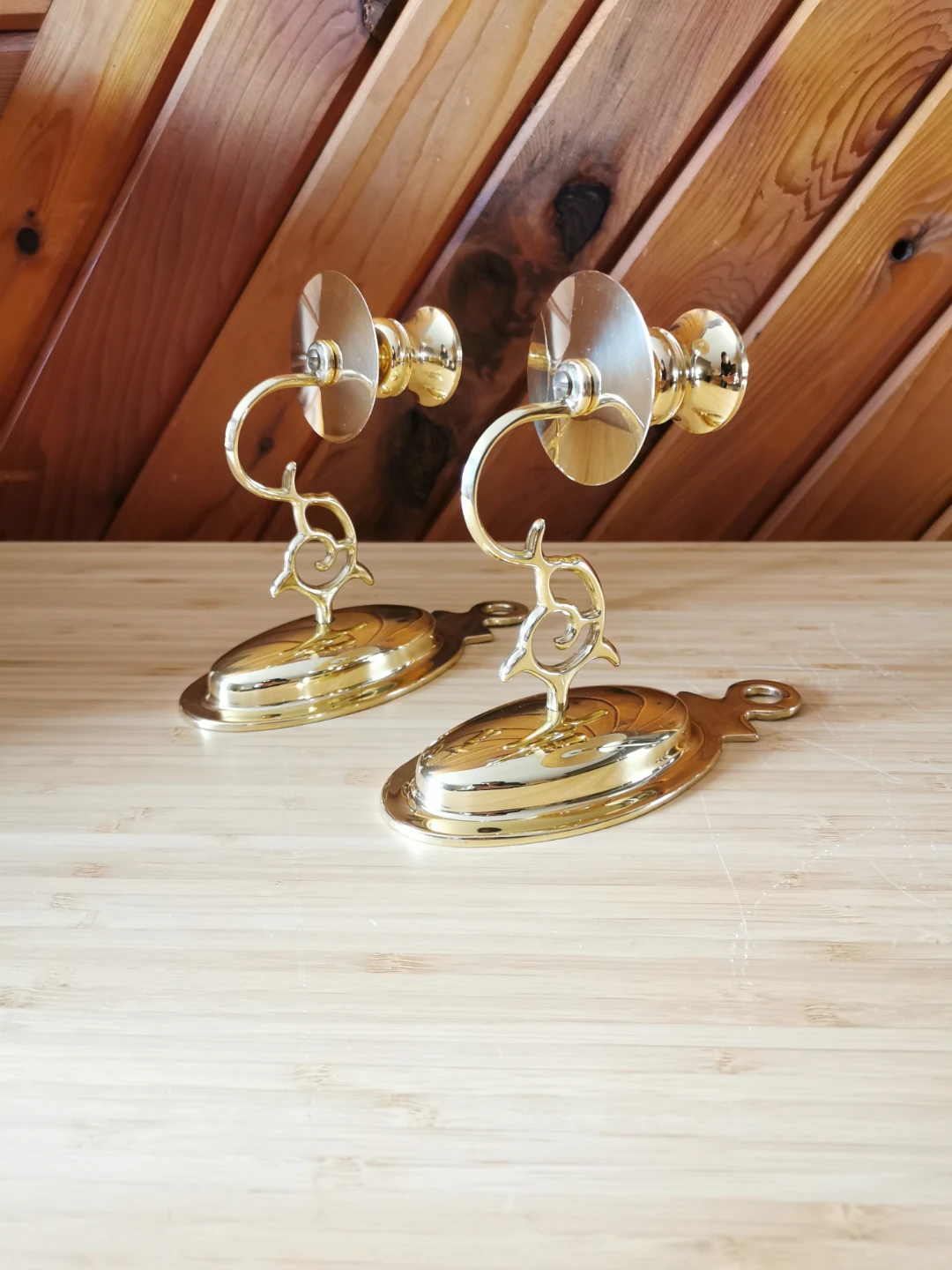 Vintage Brass Wall Sconce Candle Holders Set of 2 - photo 4