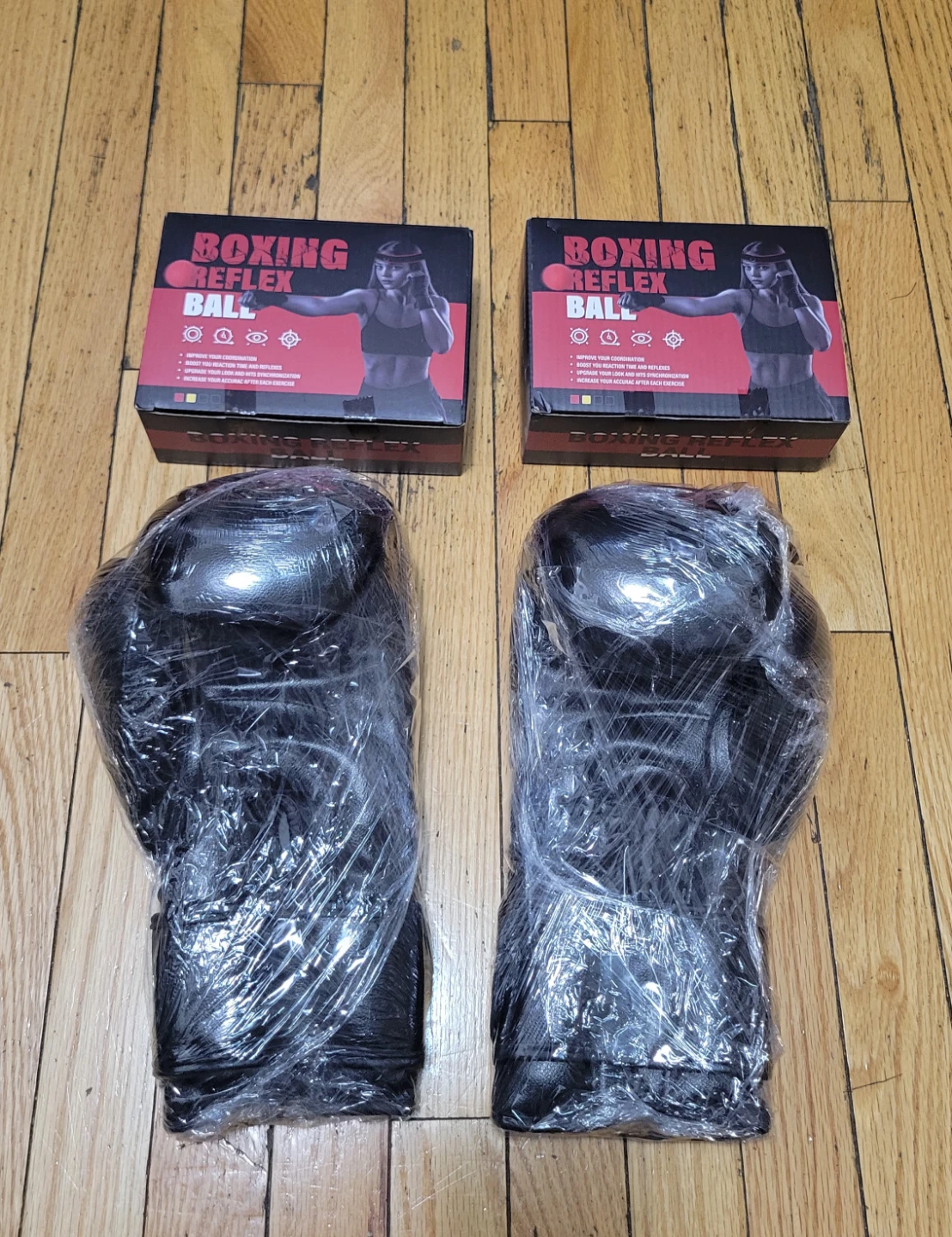 Fila Black Boxing Gloves and 2 boxing reflex
