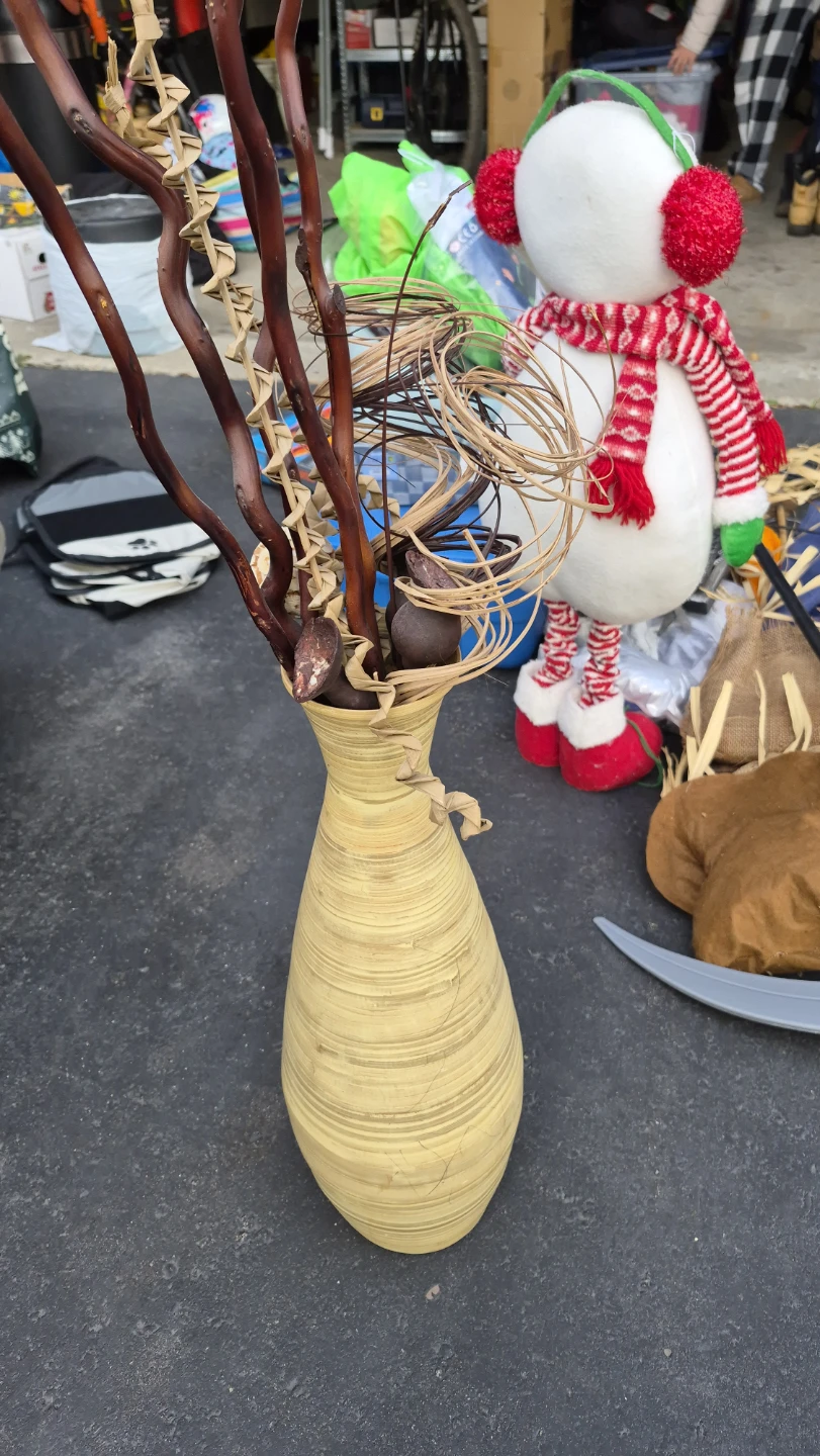 Bamboo-look Vase with Dried Decor