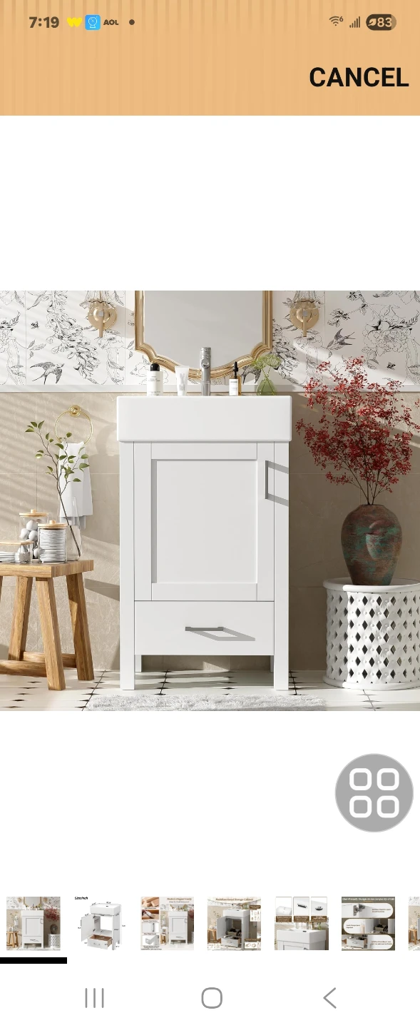 White Bathroom Vanity with Drawer and Cabinet